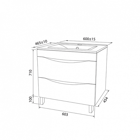 Тумба с умывальником, напольная, 60 см, белая, IDDIS Cloud CLO60WFi95K