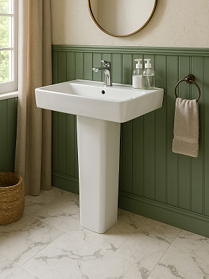 Раковина Santek Нео 55, фарфор, белая, прямоугольная,1WH302185