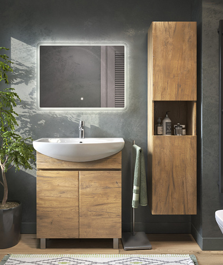 Тумба напольная с раковиной 70 см Vigo Wing 700-2-0 tn.WIN.BAL.70.2D дуб золотой