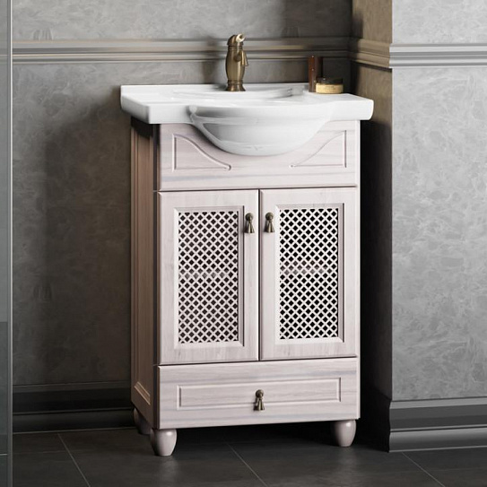 Тумба без раковины Opadiris Тибет 50, цвет белый, с решеткой