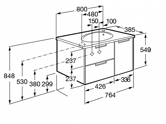 Тумба под раковину Roca Etna 80 дуб верона 857301445