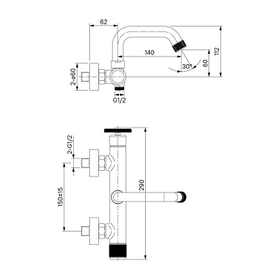 Смеситель для ванны IDDIS Grange GRABLR2i02WA, черный