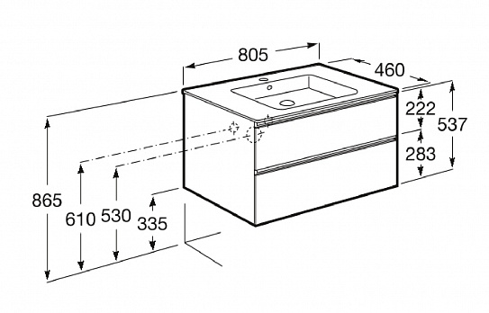 Тумба под раковину Roca The Gap 80 городской дуб 2 ящика A857399402
