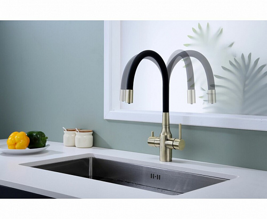 Смеситель для кухни Paulmark Salix под фильтр с гибким изливом, бронза, Sa213419-BR