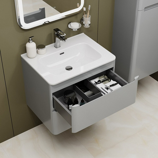 Тумба с умывальником подвесная IDDIS Edifice 60 см светло-серый EDI60L0i95K