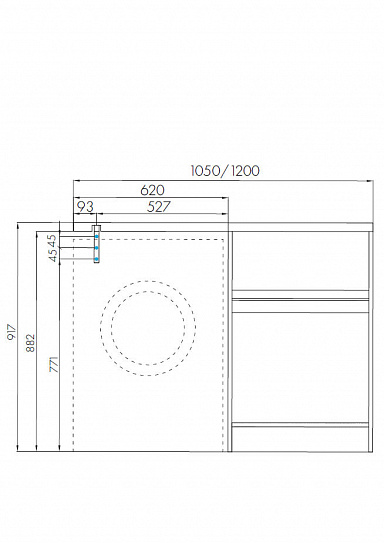 Раковина с местом под стиральную машину Акватон Лондри 120х50 (чаша справа) искусственный камень 1A72243KLH010