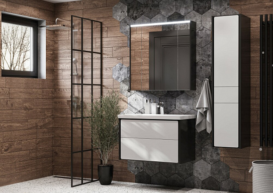 Зеркальный шкаф Roca Ronda 80 белый глянец/антрацит ZRU9302970