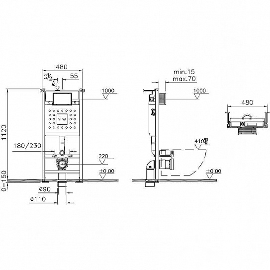 Инсталляция для подвесного унитаза Vitra Core 800-1874