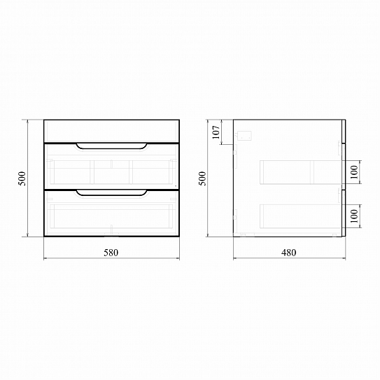Тумба подвесная MIRSANT Soho Quadro 60 (раковина Deep-60) (рак.264491 в комплект не входит)