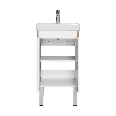 Тумба под раковину AQUATON Сканди Doors 45 белый глянец/дуб рустикальный 1A278701SDZ90