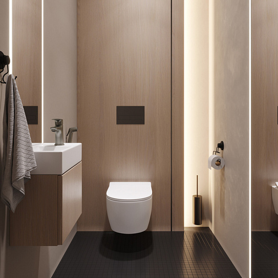 Смеситель для умывальника с гигиеническим душем, графит, Rora, Milardo RORGM01M08