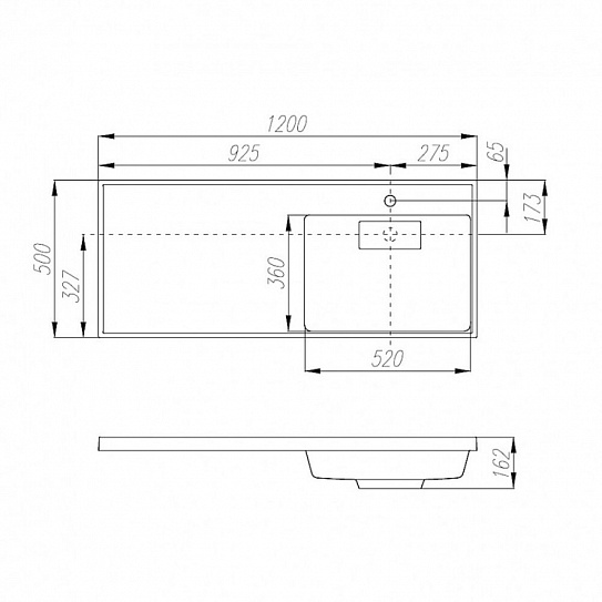 Раковина над стиральной машиной Aquaton Лондри 120 графит, правая  1A72243KLH21R