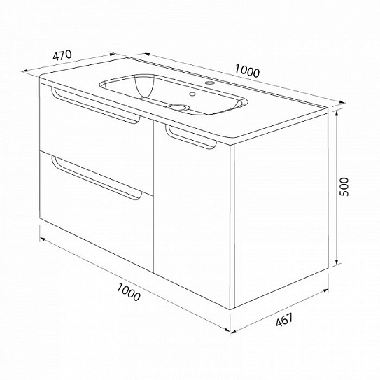 Тумба с раковиной подвесная 100 см IDDIS Edifice EDI10W1i95K