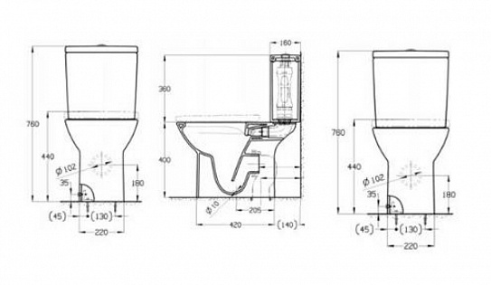 Чаша унитаза Roca Debba Round напольная rimless 34299P00Y (БЕЗ бачка и сиденья)