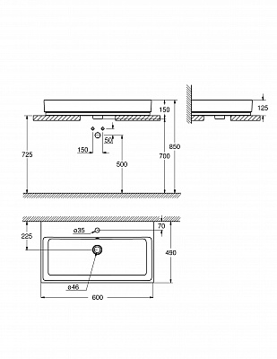 Раковина накладная GROHE Cube Ceramic 60 см альпин-белый 3947700H