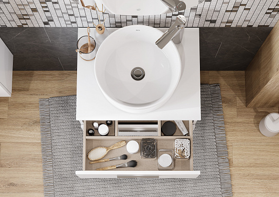 Тумба под раковину Roca Victoria 60 белый глянец 2 ящика A857468806