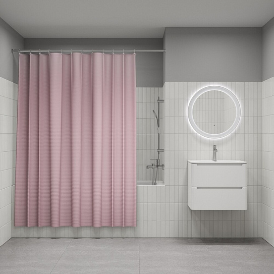 Штора для ванной, 200х180 см, полиэстер, розовый Iddis DW04P18i11