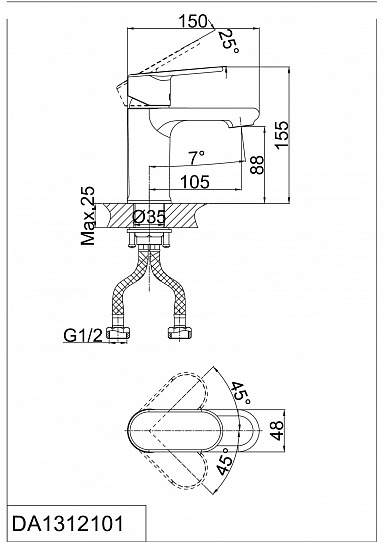 Смеситель для раковины d&k rhein.Speyer Da1312101 хром