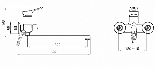 Смеситель для ванны РМС SL120-006E