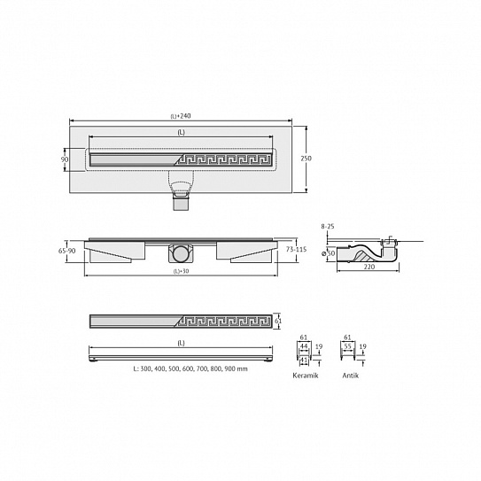 Водоотводящий желоб Berges B1 Antik 700 092125