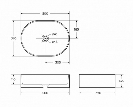 Накладная раковина 50см BelBagno BB1483