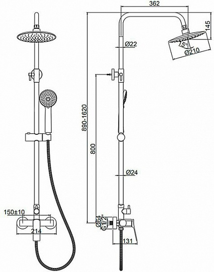 Душевая стойка со смесителем Ledeme H75 L2475