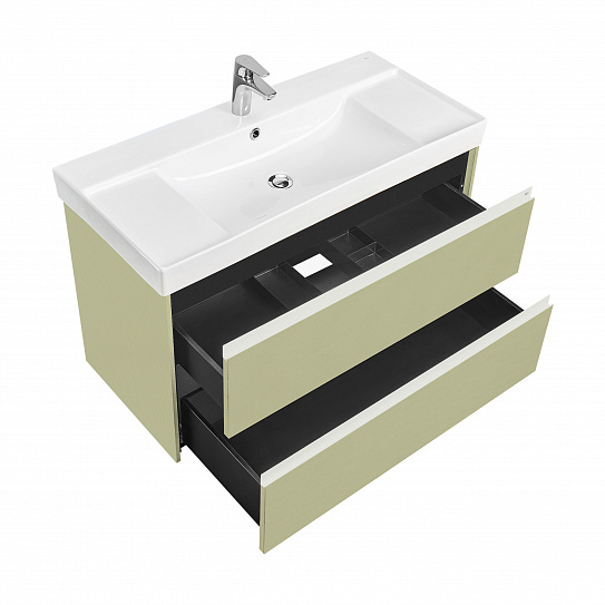 Тумба под раковину Roca Ona Olive 1000 оливковый матовый, 2 ящика, ZRU9308355