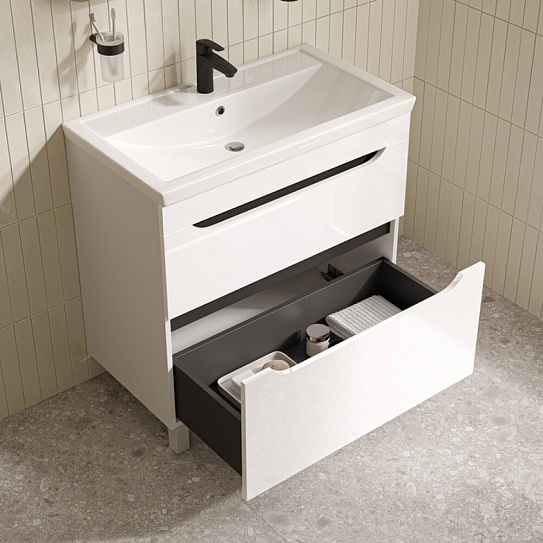 Тумба с умывальником, напольная, 80 см, белый, Iddis Ray, RAY80WFi95K подходит умыв. 4078000i28