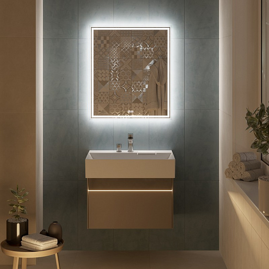 Зеркало 70х80 с LED подсветкой функцией антизапотевание Kerama Marazzi TECHNO TE.mi.70 белый глянцевый