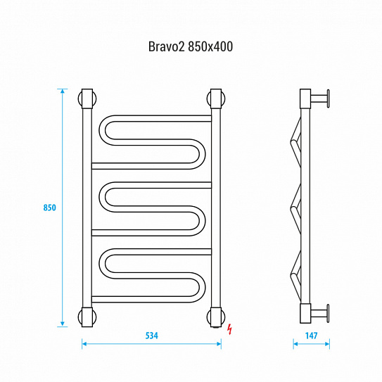 Полотенцесушитель электрический Energy Bravo2 850x500 EETRBRAVO2855000000