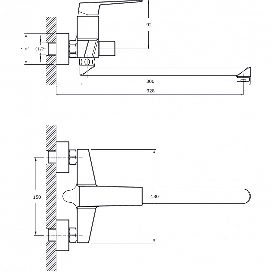 Смеситель для ванны с длинным поворотным изливом RUSH Thira TR3635-51