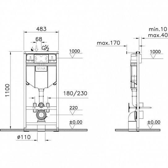 Комплект инсталляции с унитазом VitrA Normus L-box 9773B003-7206