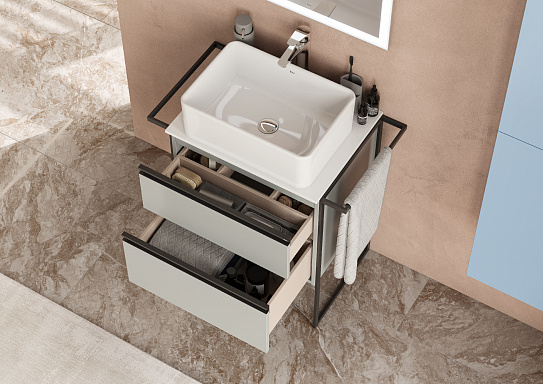 Тумба под раковину Roca Domi 60 2 ящика серый матовый ZRU9307873