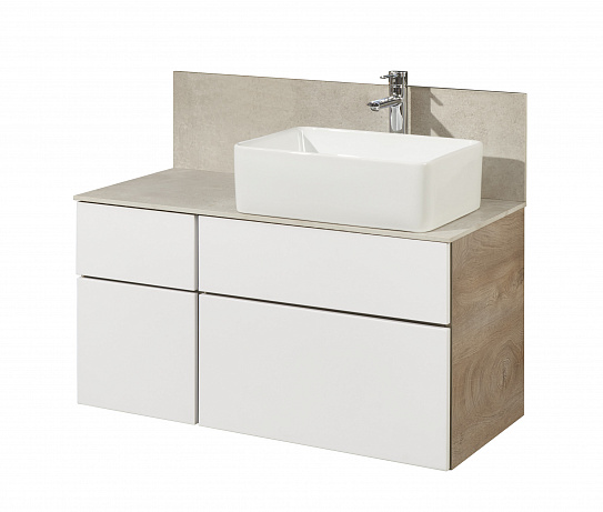 Тумба под раковину Aquaton Мишель 100 дуб эндгрейн, белый 1A244101MIX40