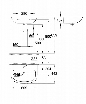 Раковина Grohe Bau Ceramic 60 39421000