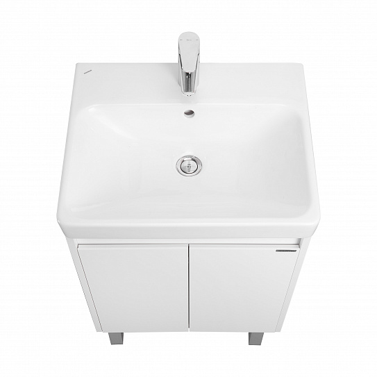 Тумба с раковиной AQUATON Сканди Doors 55 белый глянец/белый матовый 1A278801SD010