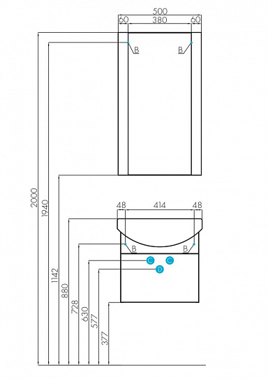 Тумба с раковиной Акватон Ария 50 белая 1A140301AA010