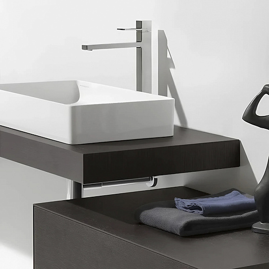 Раковина накладная 60см Novel Slim 60 прямоугольная, фарфор Sanita Luxe, NOV60SLWB01S