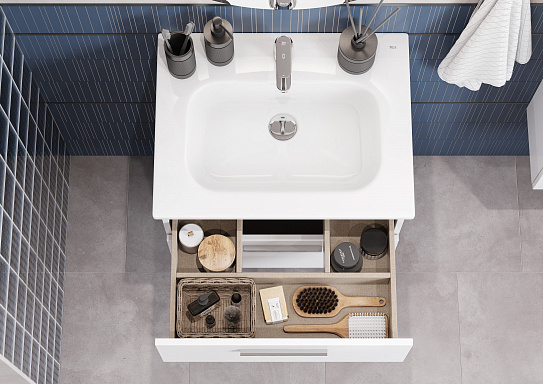 Тумба под раковину Roca Victoria 60 белый глянец 2 ящика A857468806