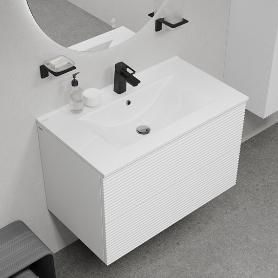 Тумба с раковиной (0138000i28) подвесная 80 см белая IDDIS Bild BIL80W0i95K