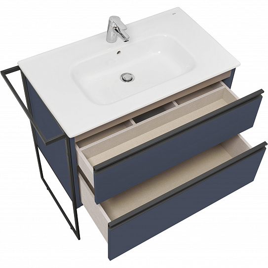 Тумба под раковину Roca Domi 80 2 ящика синий матовый ZRU9307868
