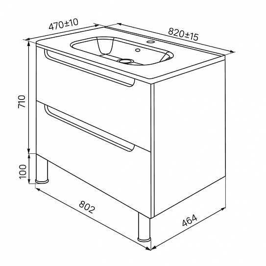 Тумба с умывальником, напольная, 80 см IDDIS Edifice EDI80WFi95K