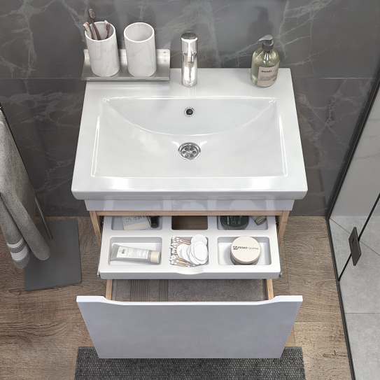 Тумба подвесная с раковиной Vigo Grani 600-0-1 057 дуб золотой