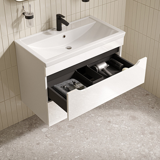 Тумба с умывальником, подвесная, 80 см, белый, Iddis Ray, RAY80W0i95K подходит умыв. 4078000i28