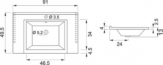 Раковина SMILE Квадро 90