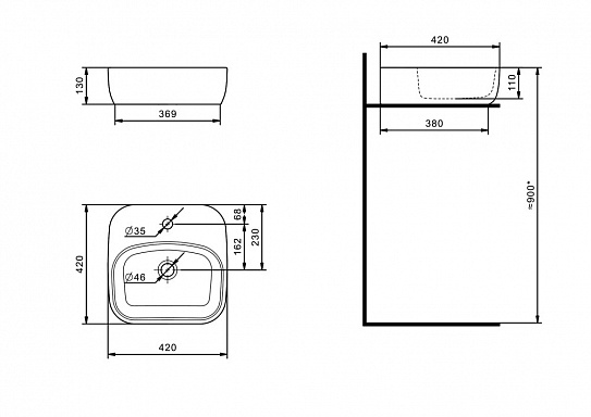 Раковина накладная Сантек Одри 420х420 Soft 1WH501709