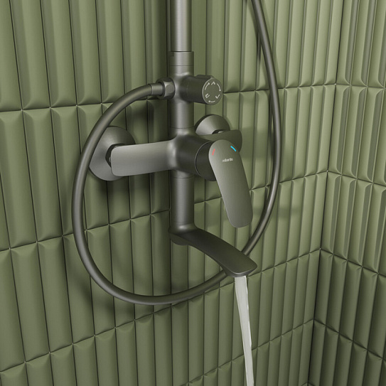 Душевая система с тропическим душем графит Milardo Rora RORGM4FM06