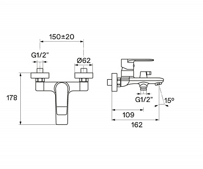 Смеситель для ванны Santek Арма WH5A10007C001