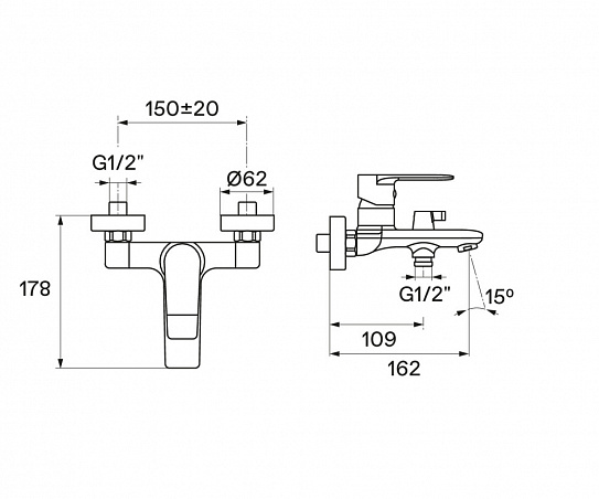 Смеситель для ванны Santek Арма WH5A10007C001
