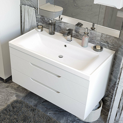 Тумба подвесная с раковиной MIRSANT Soho Quadro 100/2 УТ000082606